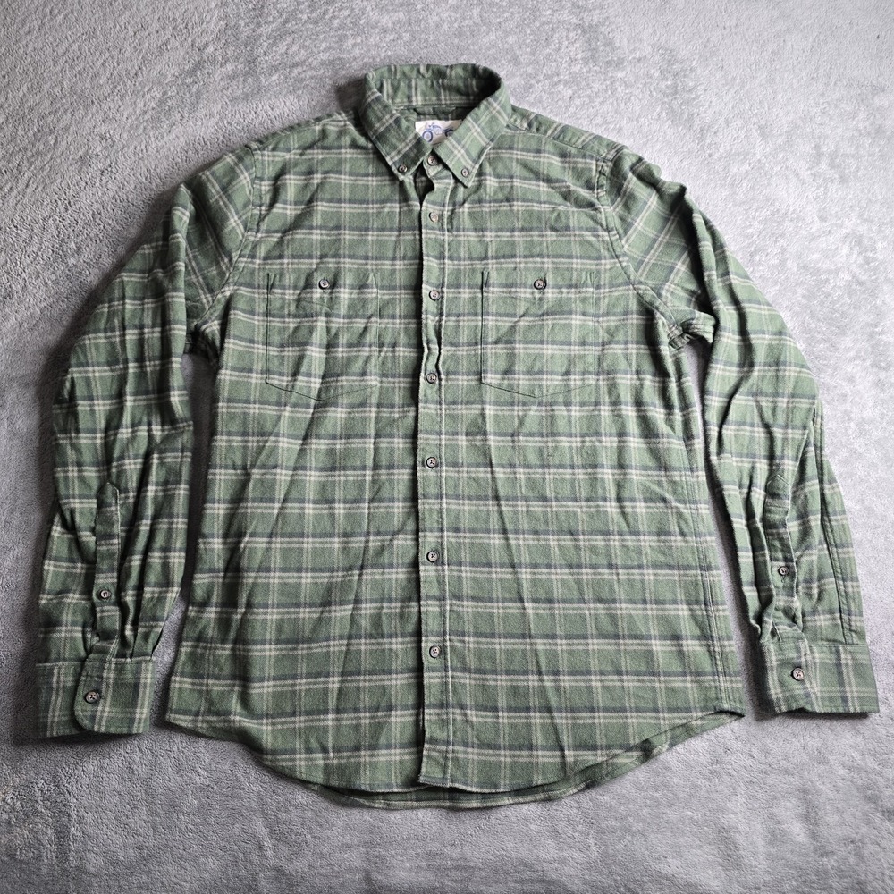 Mugsy Shirt Mens Large Green Plaid Flannel Long Sleeve Button Down Soft Pockets